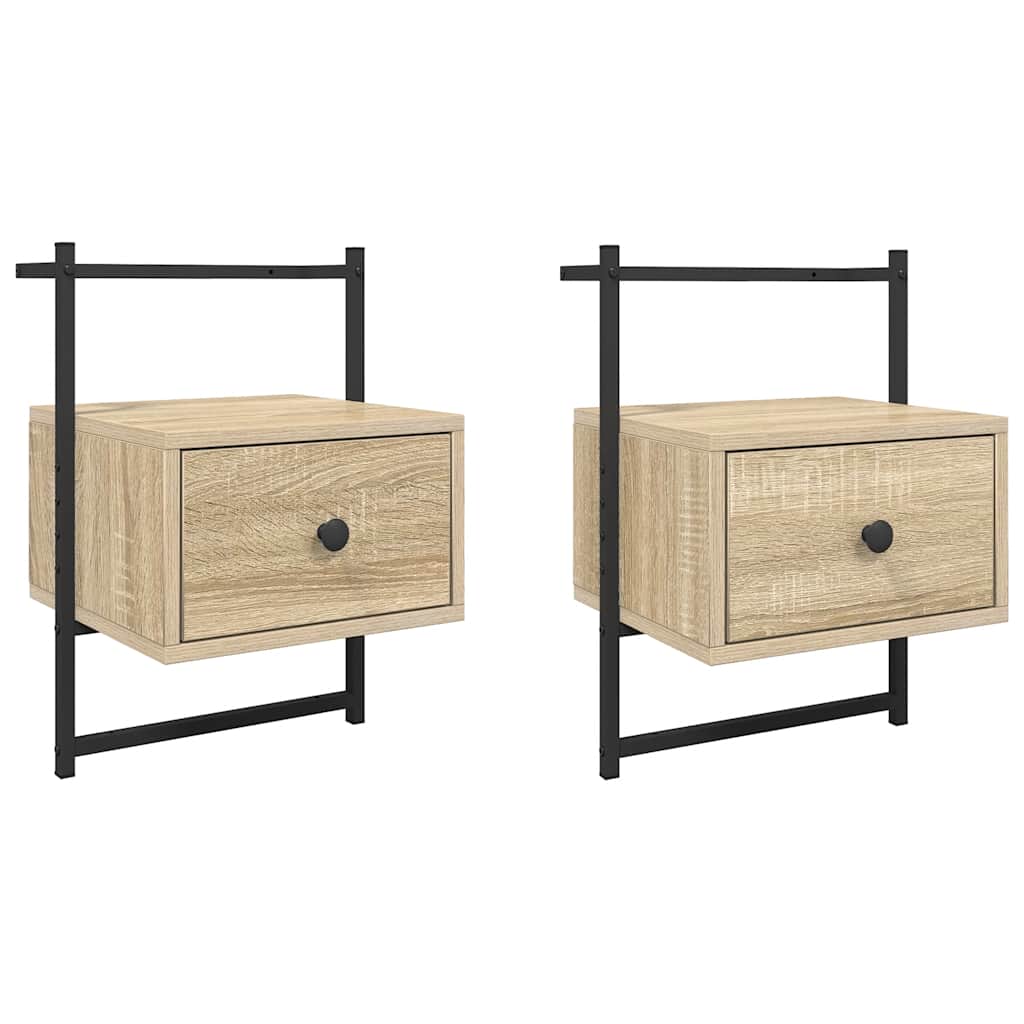vidaXL Bedside Cabinets Wall-mounted 2 pcs Sonoma Oak 35x30x51 cm
