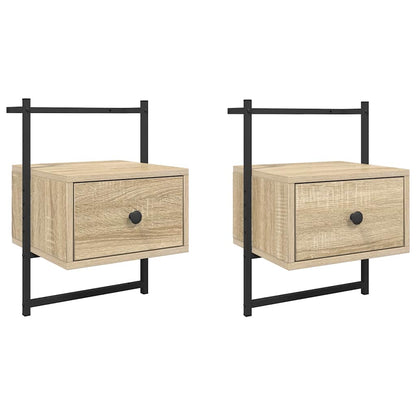 vidaXL Bedside Cabinets Wall-mounted 2 pcs Sonoma Oak 35x30x51 cm
