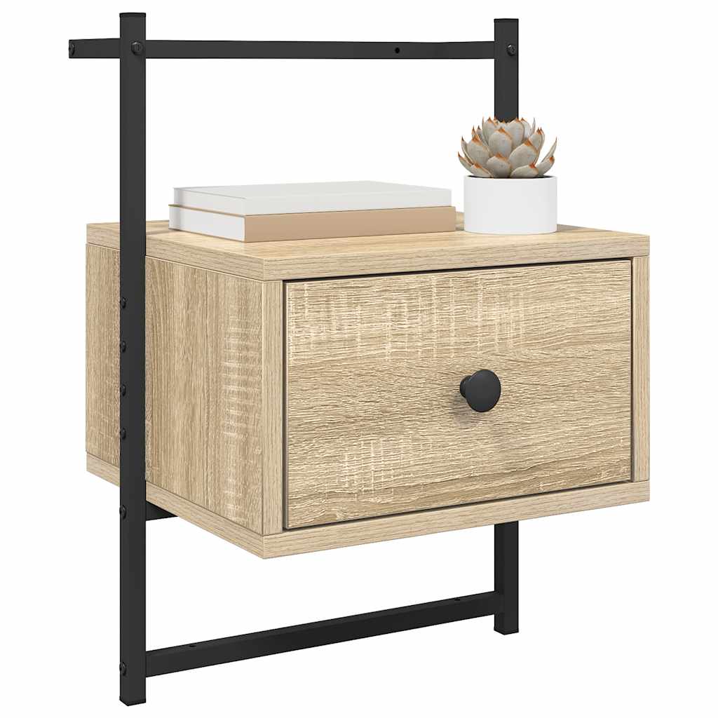 vidaXL Bedside Cabinets Wall-mounted 2 pcs Sonoma Oak 35x30x51 cm
