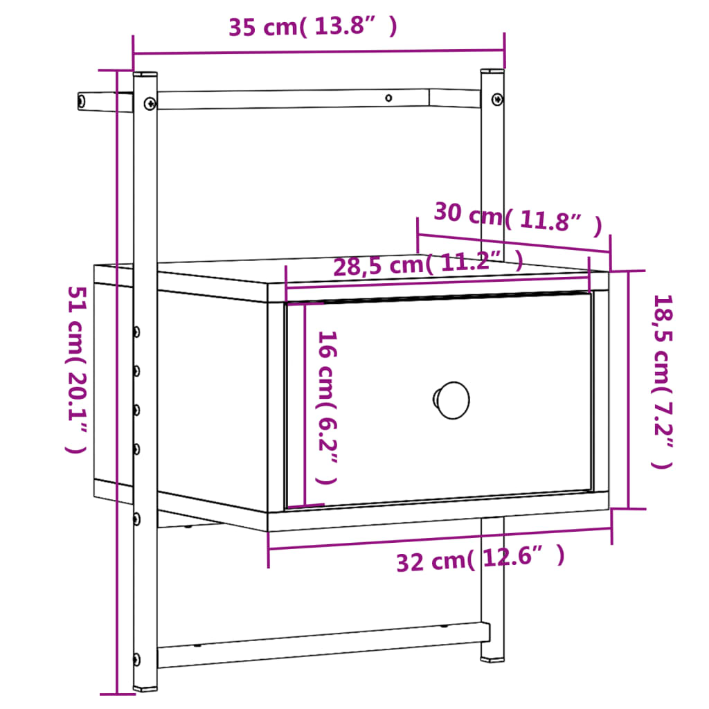 vidaXL Bedside Cabinets Wall-mounted 2 pcs Sonoma Oak 35x30x51 cm Engineered Wood