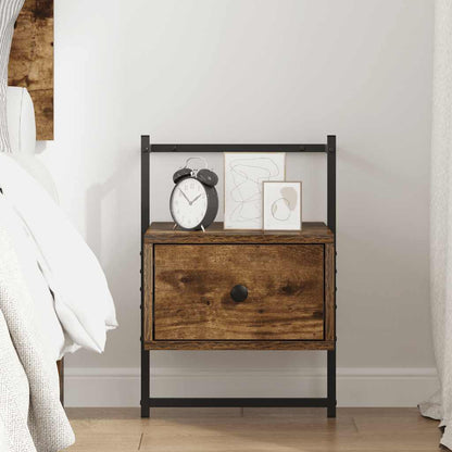 vidaXL Bedside Cabinet Wall-mounted Smoked Oak 35x30x51 cm