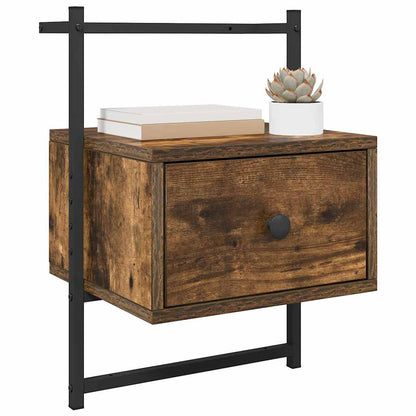 vidaXL Bedside Cabinet Wall-mounted Smoked Oak 35x30x51 cm