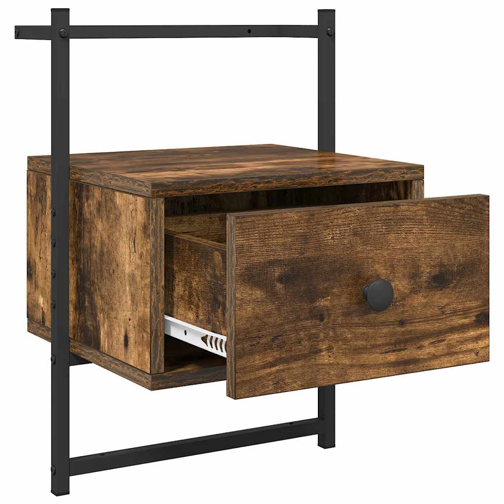 vidaXL Bedside Cabinet Wall-mounted Smoked Oak 35x30x51 cm