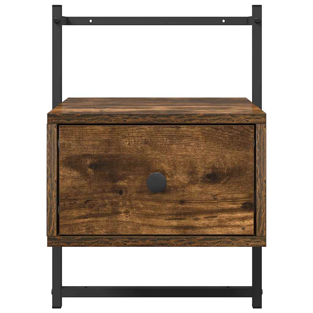 vidaXL Bedside Cabinet Wall-mounted Smoked Oak 35x30x51 cm