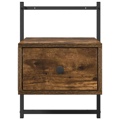 vidaXL Bedside Cabinet Wall-mounted Smoked Oak 35x30x51 cm