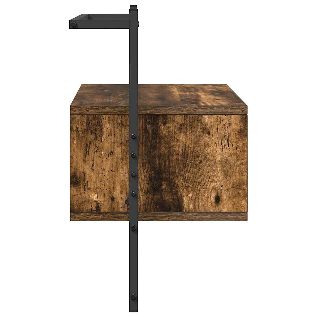 vidaXL Bedside Cabinet Wall-mounted Smoked Oak 35x30x51 cm