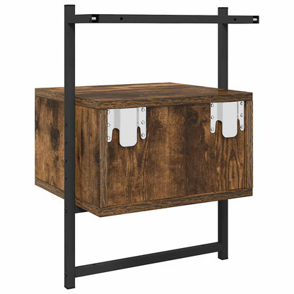 vidaXL Bedside Cabinet Wall-mounted Smoked Oak 35x30x51 cm