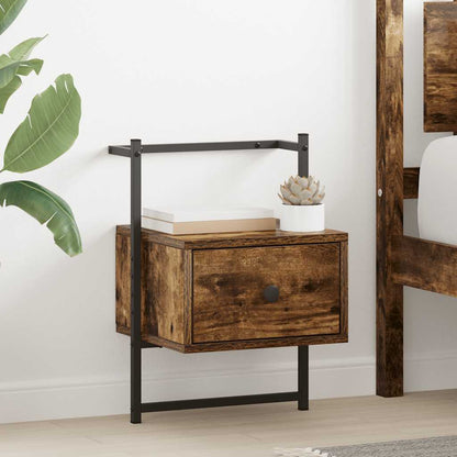 vidaXL Bedside Cabinet Wall-mounted Smoked Oak 35x30x51 cm