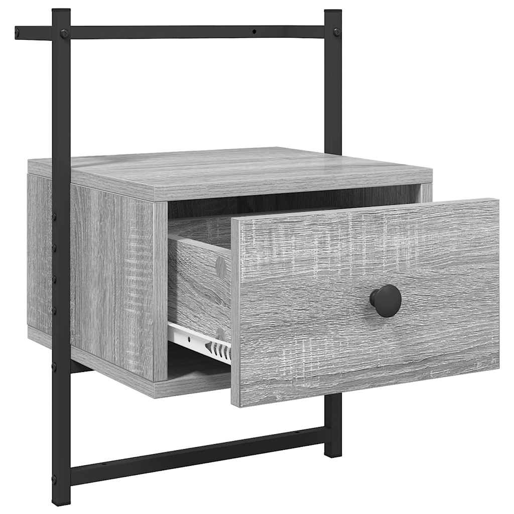 vidaXL Bedside Cabinet Wall-mounted Grey Sonoma 35x30x51 cm