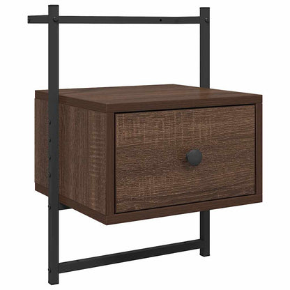 vidaXL Bedside Cabinet Wall-mounted Brown Oak 35x30x51 cm