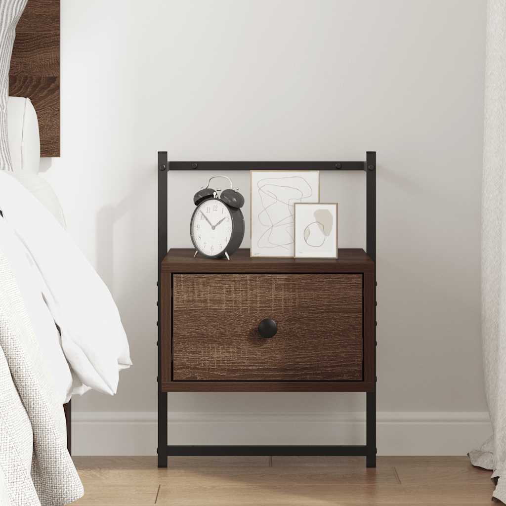 vidaXL Bedside Cabinet Wall-mounted Brown Oak 35x30x51 cm
