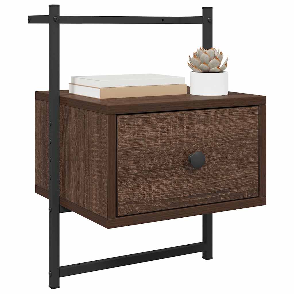 vidaXL Bedside Cabinet Wall-mounted Brown Oak 35x30x51 cm