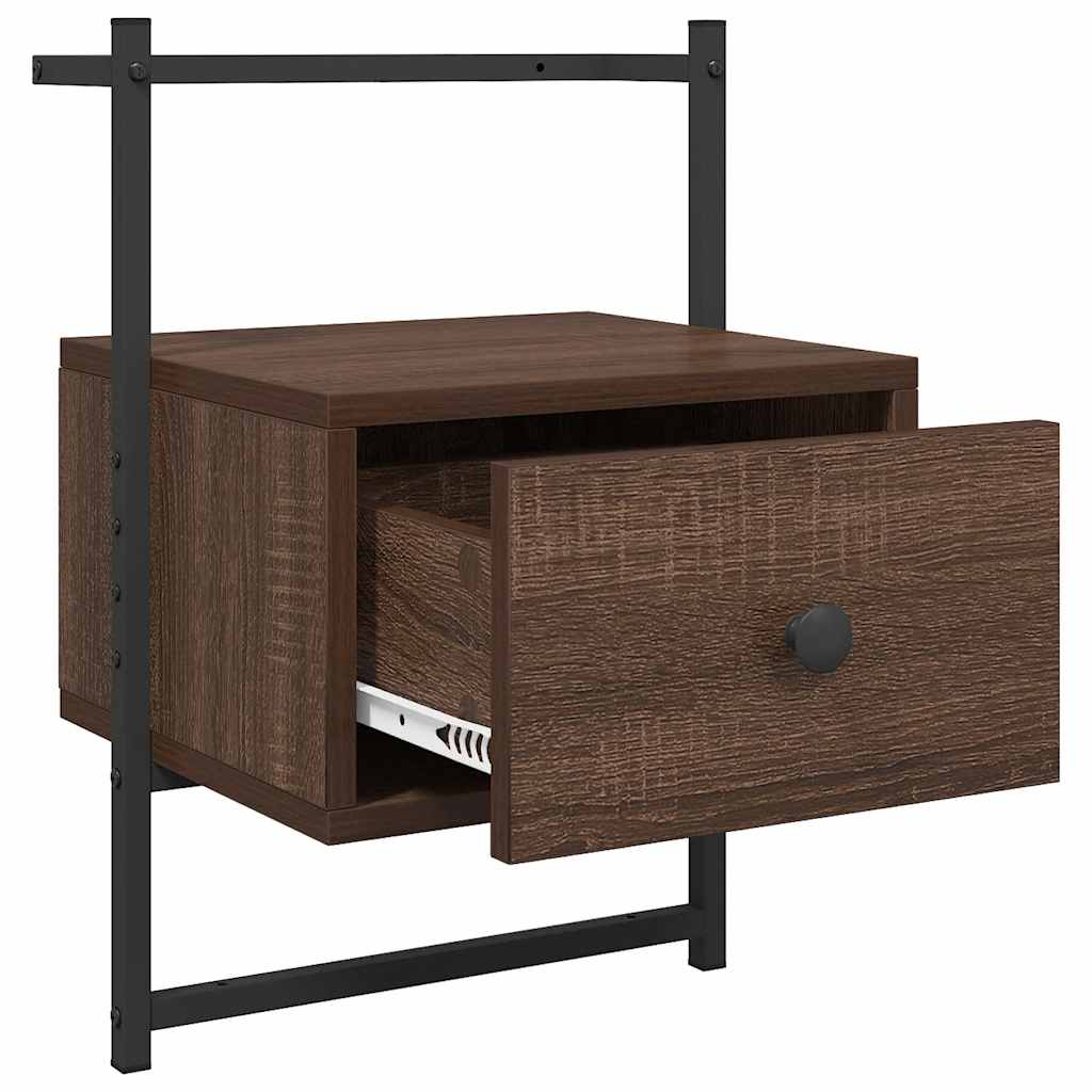 vidaXL Bedside Cabinet Wall-mounted Brown Oak 35x30x51 cm
