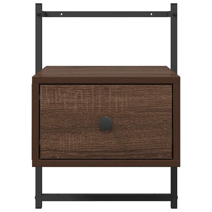 vidaXL Bedside Cabinet Wall-mounted Brown Oak 35x30x51 cm