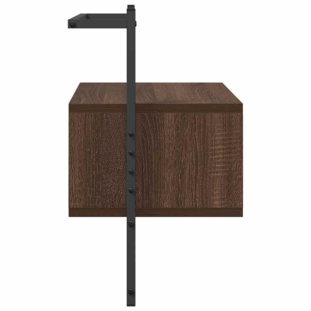 vidaXL Bedside Cabinet Wall-mounted Brown Oak 35x30x51 cm