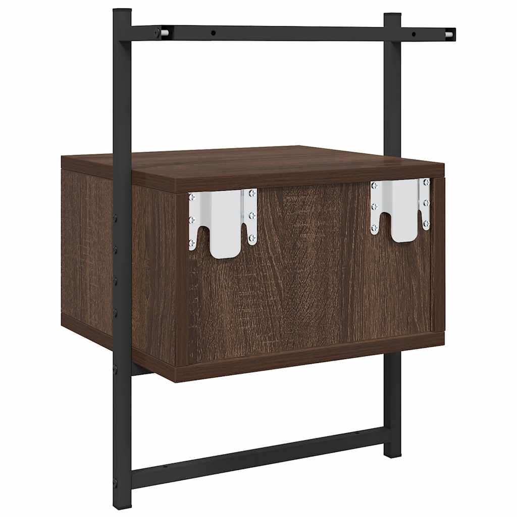 vidaXL Bedside Cabinet Wall-mounted Brown Oak 35x30x51 cm