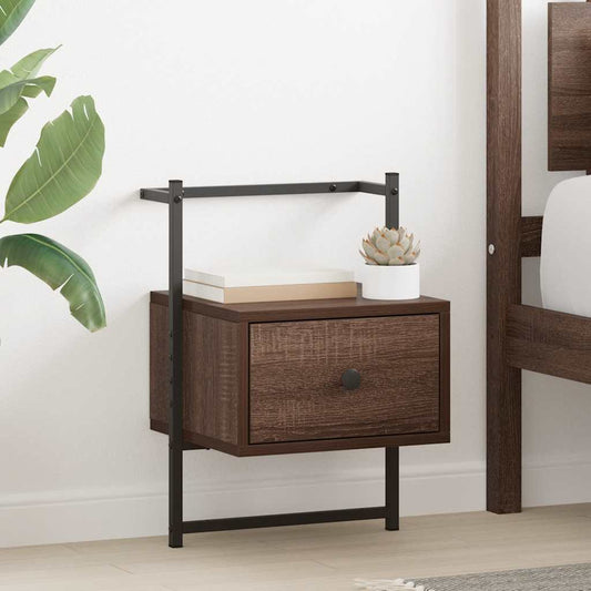 vidaXL Bedside Cabinet Wall-mounted Brown Oak 35x30x51 cm