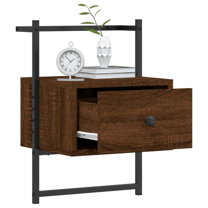 vidaXL Bedside Cabinets Wall-mounted 2 pcs Brown Oak 35x30x51 cm Engineered Wood