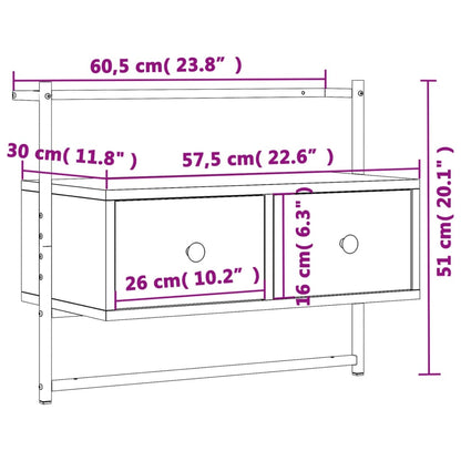 vidaXL TV Cabinet Wall-mounted Sonoma Oak 60.5x30x51 cm Engineered Wood