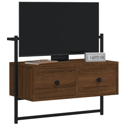 vidaXL TV Cabinet Wall-mounted Brown Oak 60,5x30x51 cm Engineered Wood