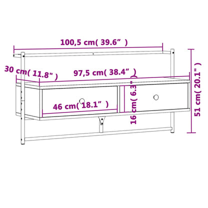 vidaXL TV Cabinet Wall-mounted Grey Sonoma 100.5x30x51 cm Engineered Wood
