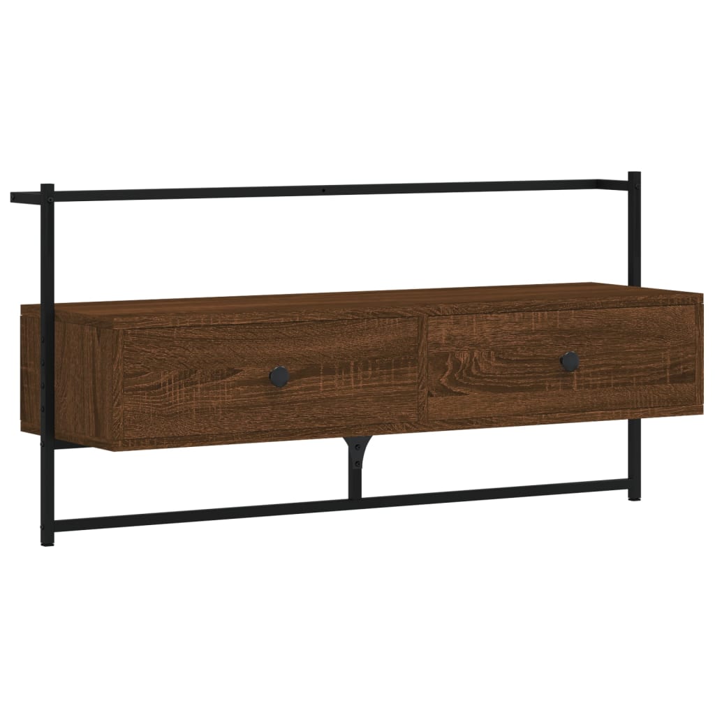 vidaXL TV Cabinet Wall-mounted Brown Oak 100.5x30x51cm Engineered Wood