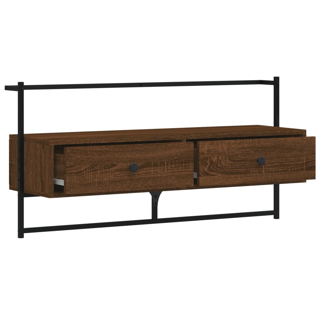 vidaXL TV Cabinet Wall-mounted Brown Oak 100.5x30x51cm Engineered Wood