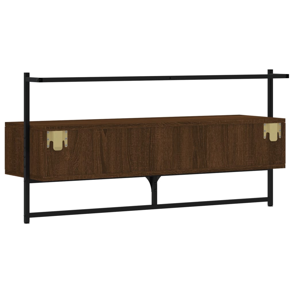 vidaXL TV Cabinet Wall-mounted Brown Oak 100.5x30x51 cm Engineered Wood