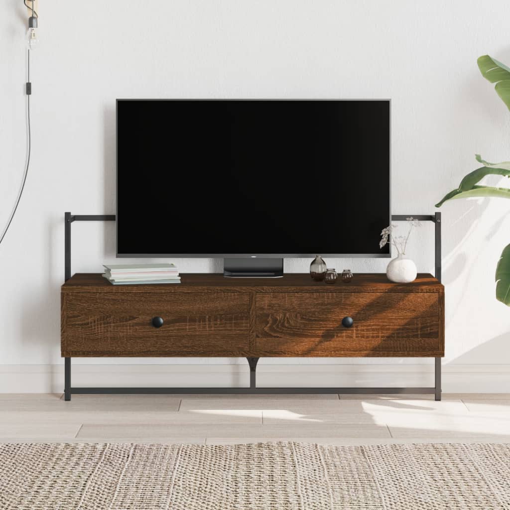 vidaXL TV Cabinet Wall-mounted Brown Oak 100.5x30x51cm Engineered Wood