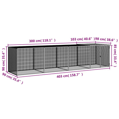 vidaXL Chicken Cage with Roof Anthracite 403x98x90 cm Galvanised Steel