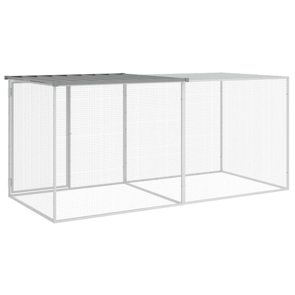 vidaXL Chicken Cage with Roof Light Grey 203x98x90 cm Galvanised Steel