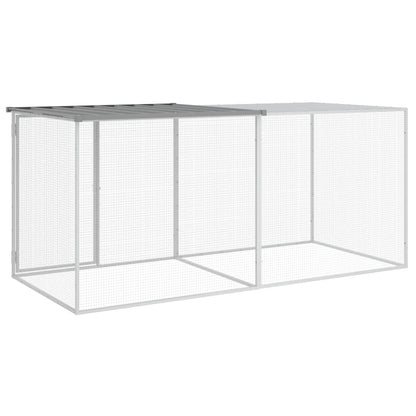 vidaXL Chicken Cage with Roof Light Grey 203x98x90 cm Galvanised Steel