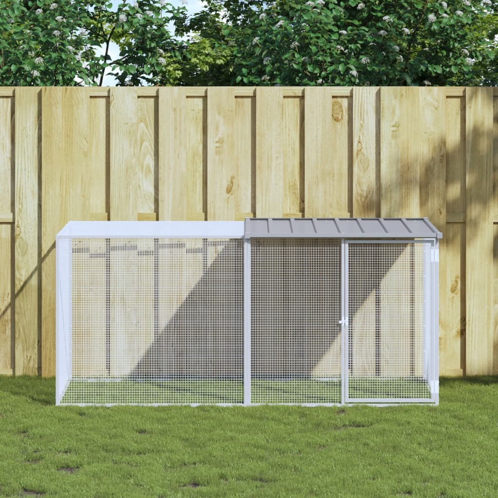vidaXL Chicken Cage with Roof Light Grey 203x98x90 cm Galvanised Steel