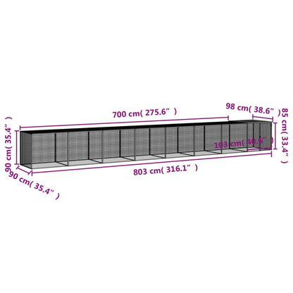 vidaXL Chicken Cage with Roof Light Grey 803x98x90 cm Galvanised Steel