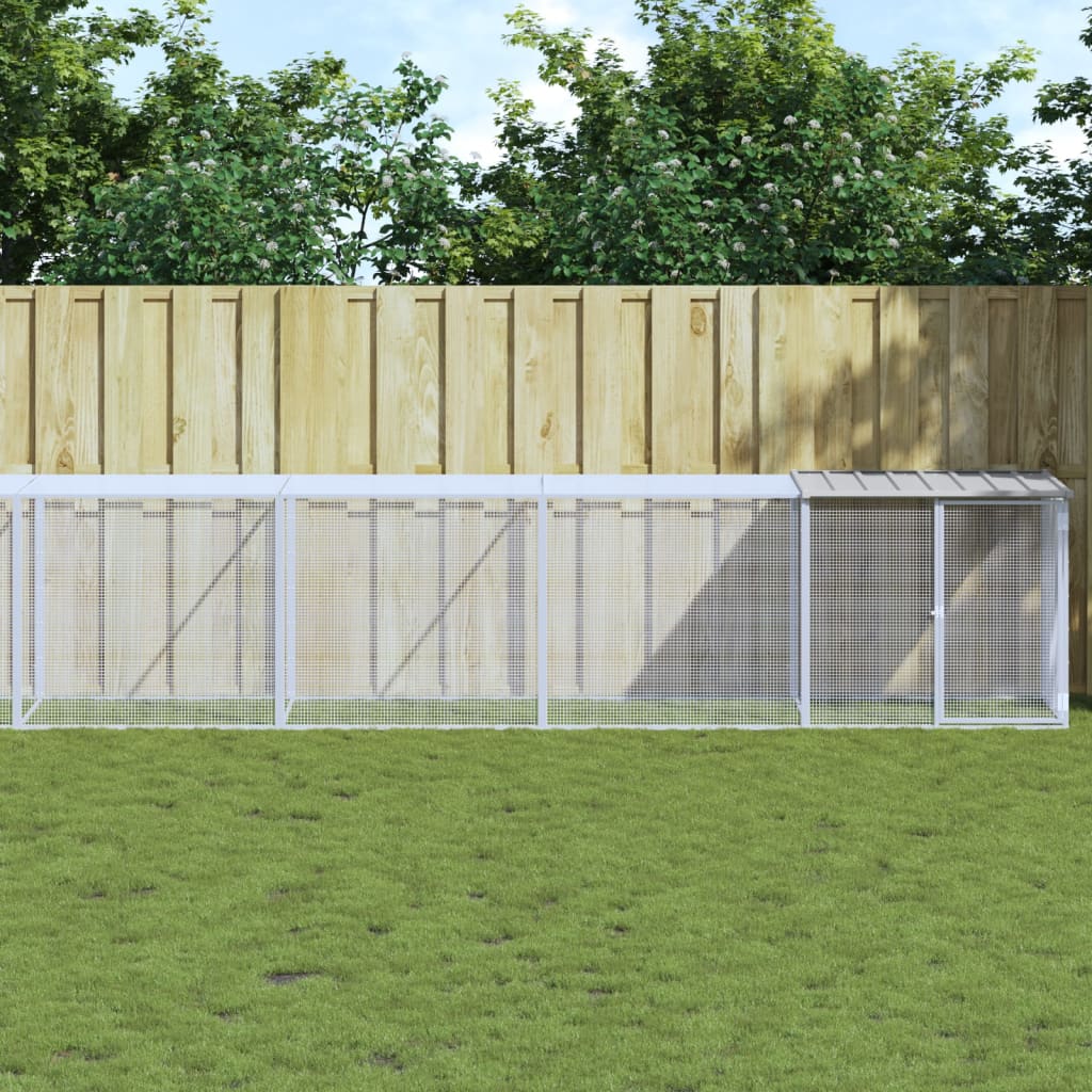 vidaXL Chicken Cage with Roof Light Grey 1003x98x90cm Galvanised Steel