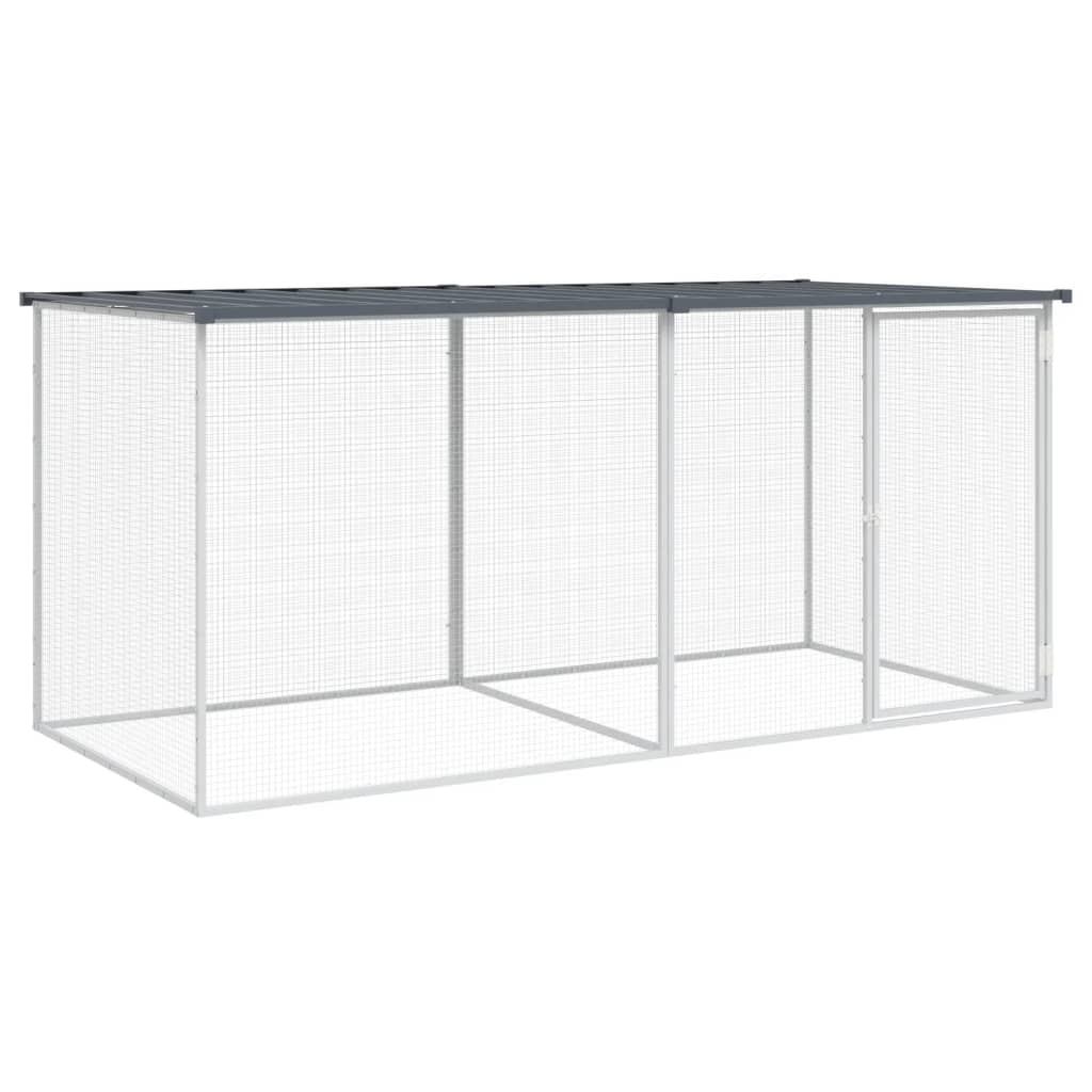 vidaXL Chicken Cage with Roof Anthracite 203x98x90 cm Galvanised Steel