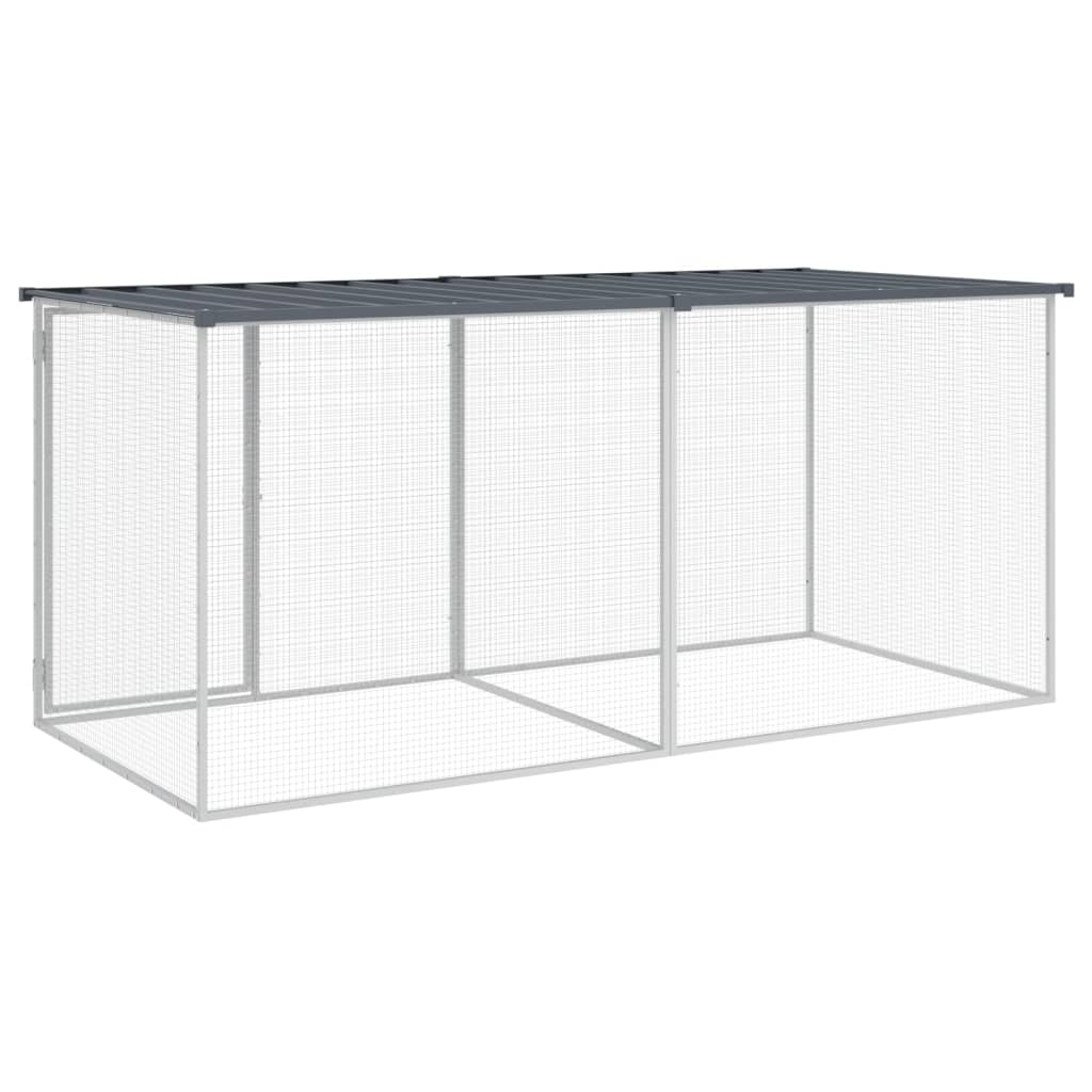vidaXL Chicken Cage with Roof Anthracite 203x98x90 cm Galvanised Steel
