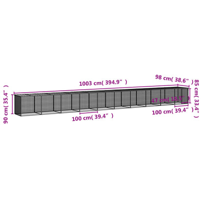 vidaXL Chicken Cage with Roof Anthracite 1003x98x90cm Galvanised Steel