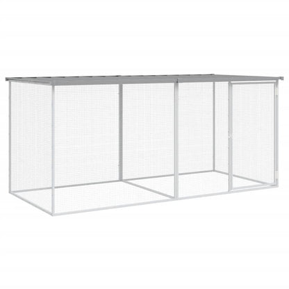 vidaXL Chicken Cage with Roof Light Grey 203x98x90 cm Galvanised Steel