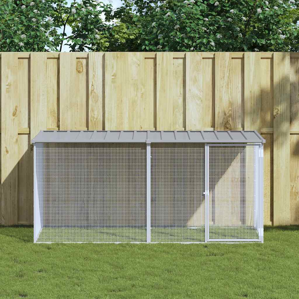 vidaXL Chicken Cage with Roof Light Grey 203x98x90 cm Galvanised Steel