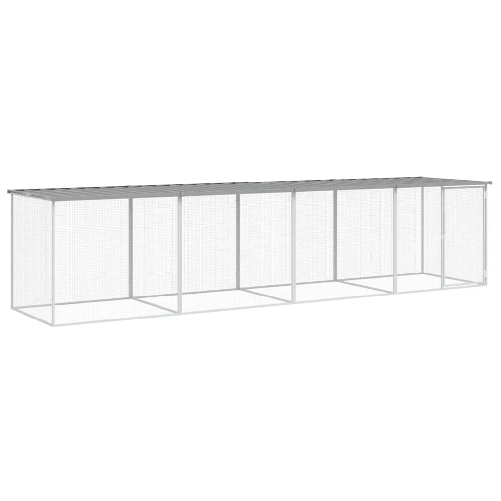 vidaXL Chicken Cage with Roof Light Grey 403x98x90 cm Galvanised Steel