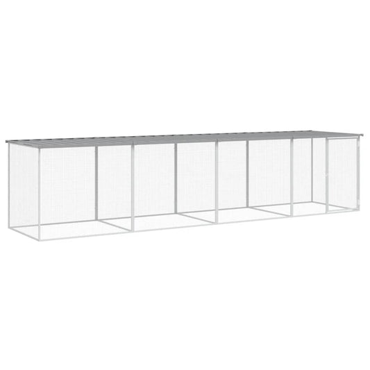 vidaXL Chicken Cage with Roof Light Grey 403x98x90 cm Galvanised Steel