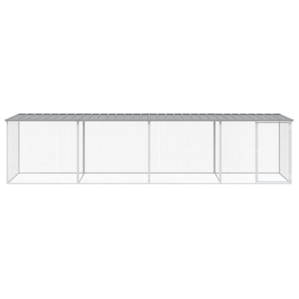 vidaXL Chicken Cage with Roof Light Grey 403x98x90 cm Galvanised Steel