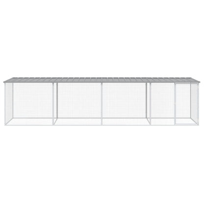 vidaXL Chicken Cage with Roof Light Grey 403x98x90 cm Galvanised Steel