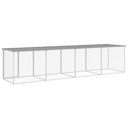 vidaXL Chicken Cage with Roof Light Grey 403x98x90 cm Galvanised Steel