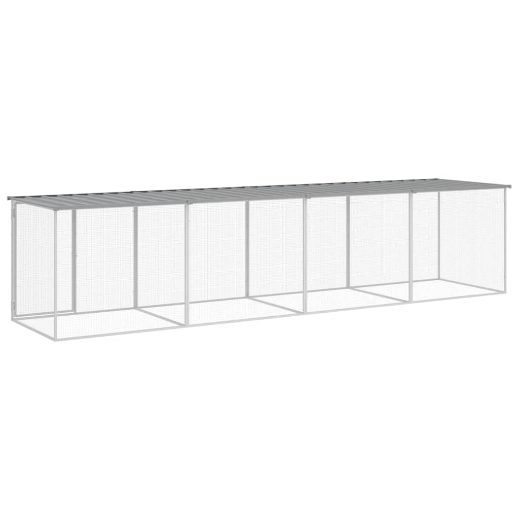 vidaXL Chicken Cage with Roof Light Grey 403x98x90 cm Galvanised Steel