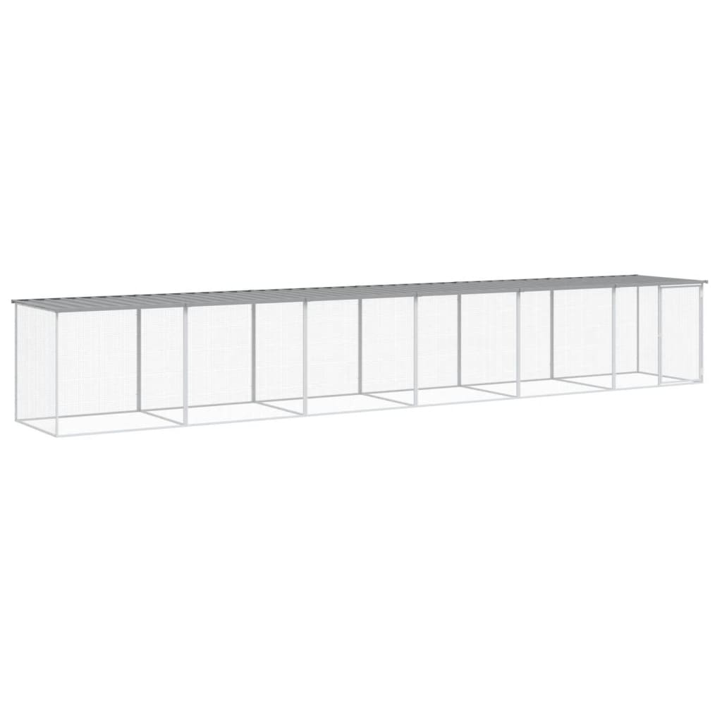 vidaXL Chicken Cage with Roof Light Grey 603x98x90 cm Galvanised Steel
