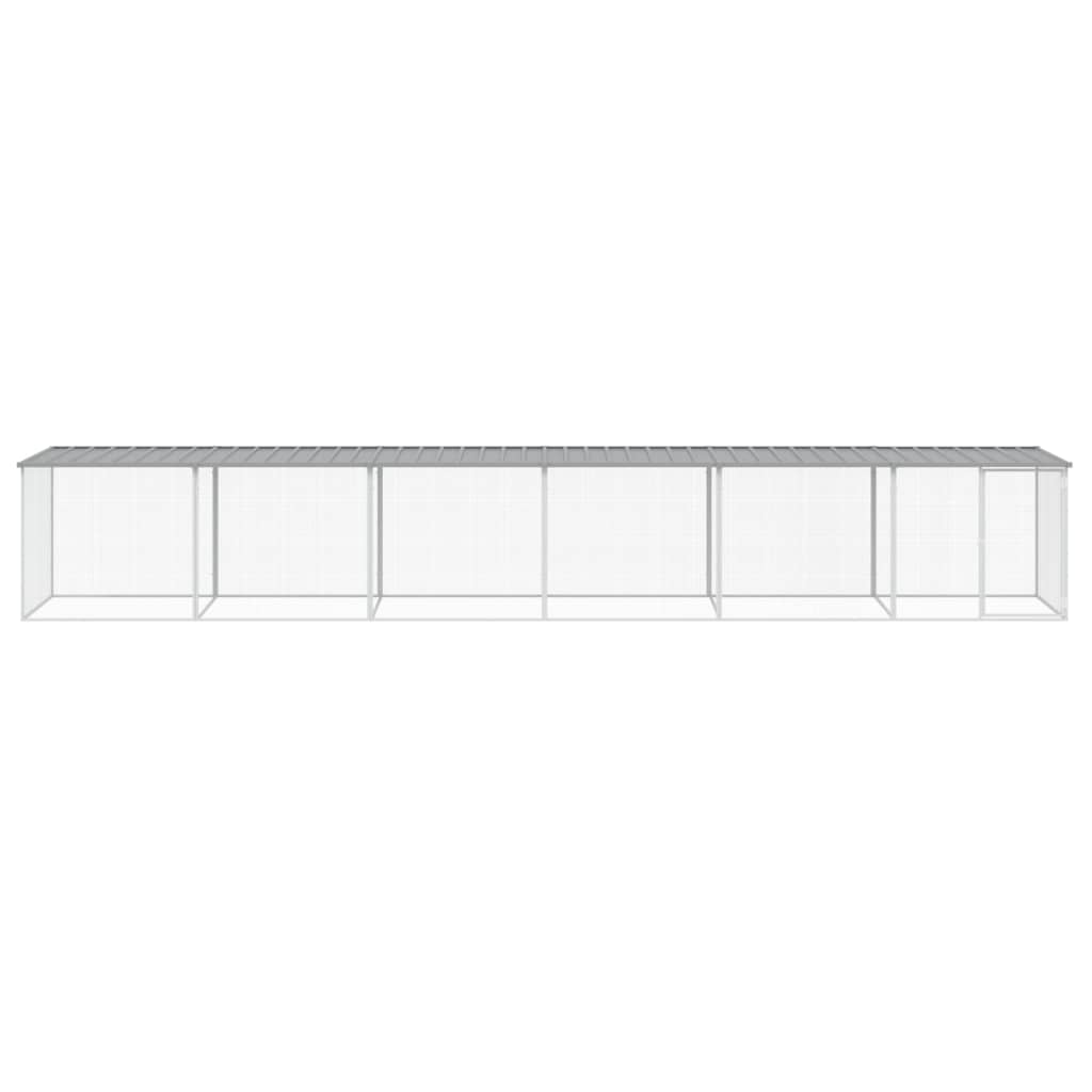 vidaXL Chicken Cage with Roof Light Grey 603x98x90 cm Galvanised Steel