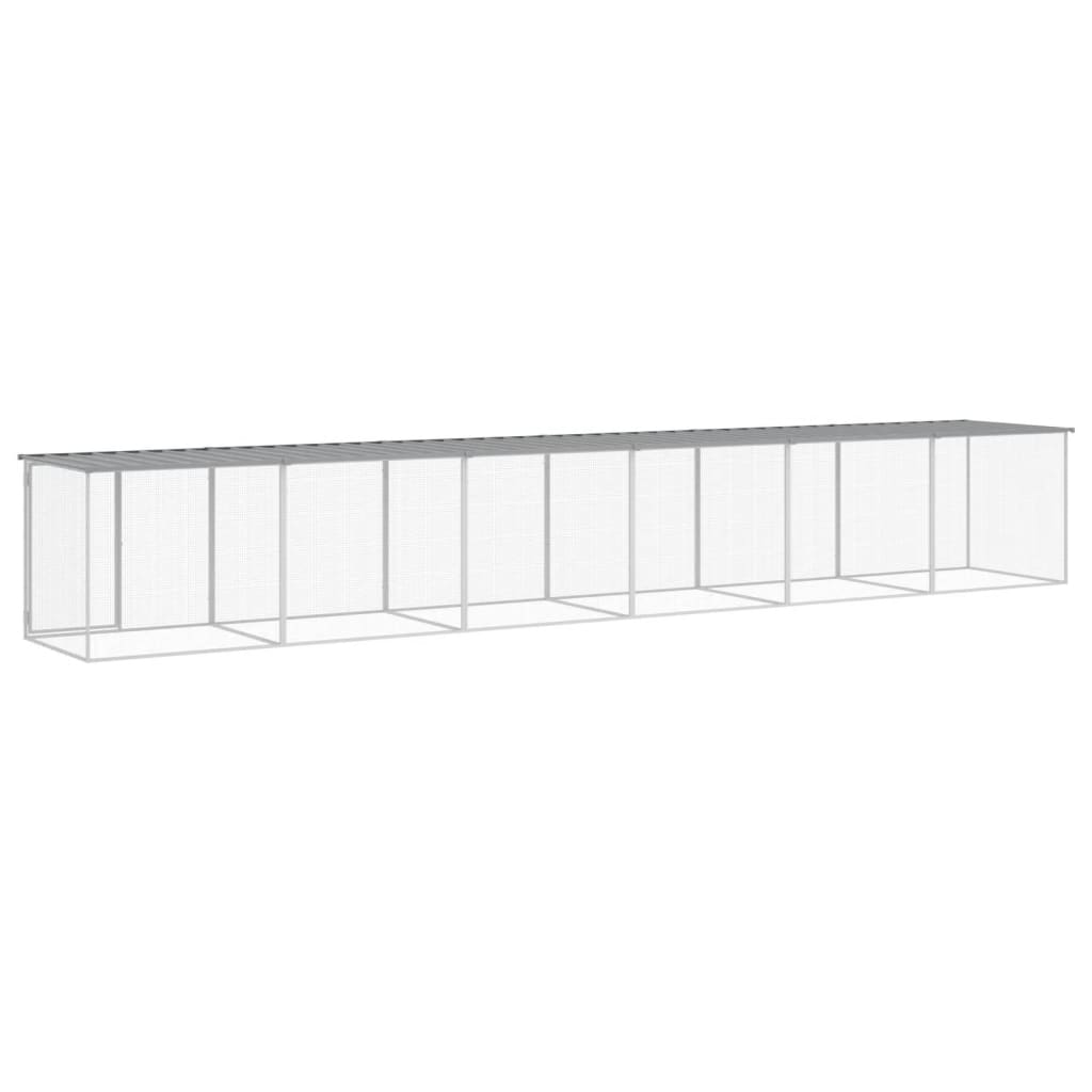 vidaXL Chicken Cage with Roof Light Grey 603x98x90 cm Galvanised Steel