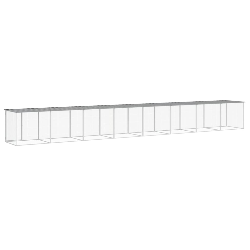 vidaXL Chicken Cage with Roof Light Grey 803x98x90 cm Galvanised Steel